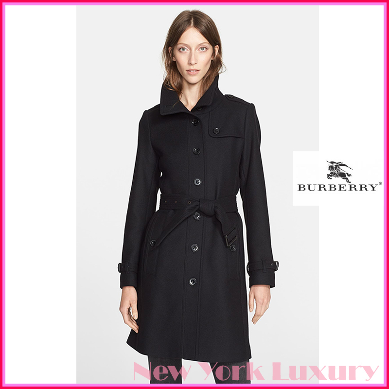 Burberry Brit★素敵！BLACK RUSHFIELD WOOL BLEND COAT