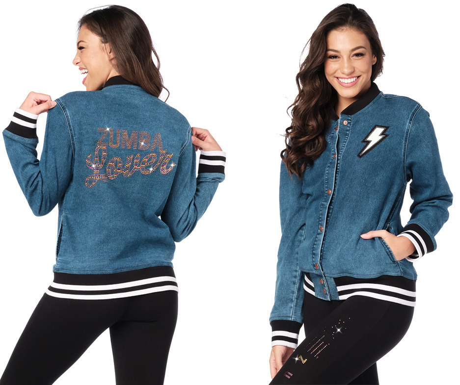 フィットネストップス Zumba Shine All Day Bomber Jacket With Swarovski Crystals -D