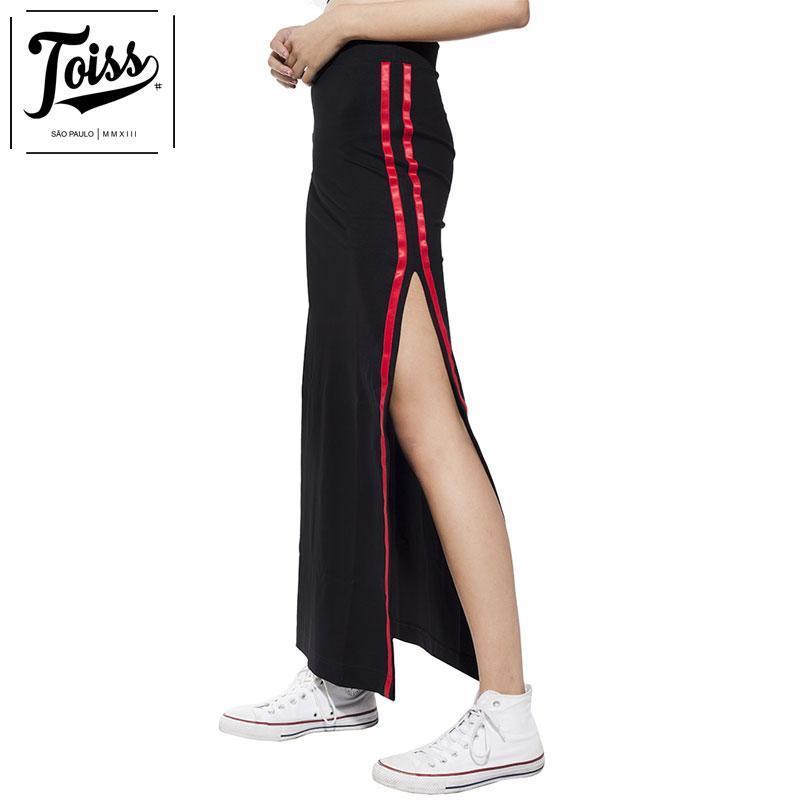 【TOISS】レーディス red ライン スリットロングスカート