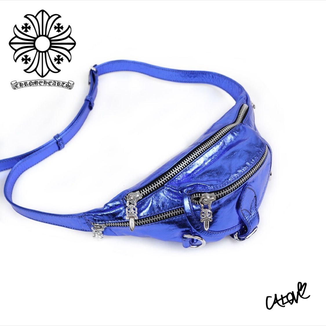 CHROME HEARTS バッグ・カバンその他 +クロムハーツ【ミニスナットパック】◆メタリックブルー 希少(4)