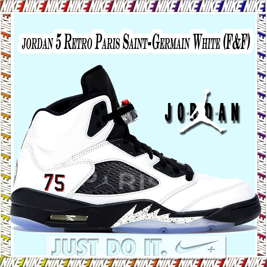 ★ Us9 ★ Jordan 5 Retro Paris Saint-Germain White (F&F)
