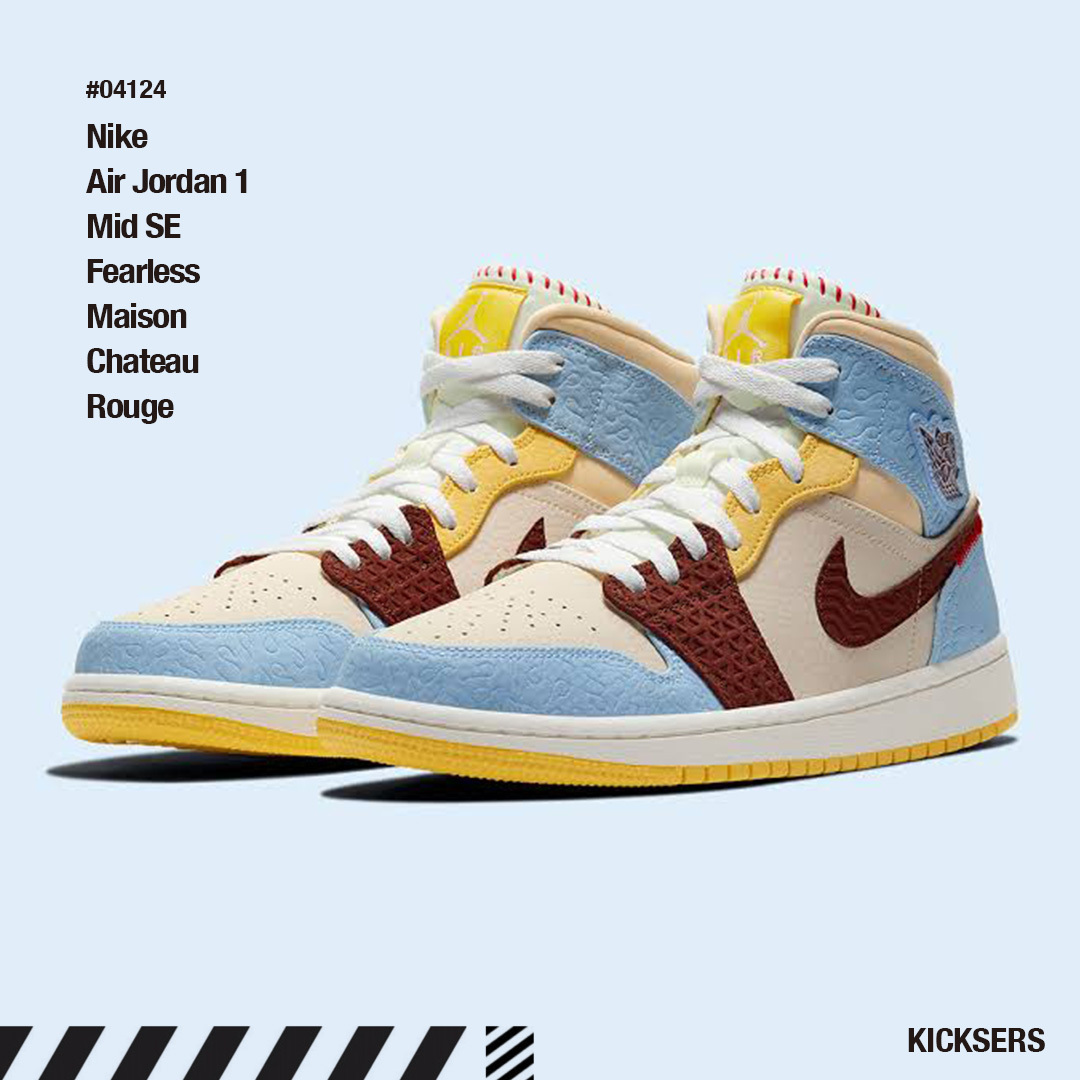 人気話題 Nike Air Jordan 1 Mid Fearless Maison Chateau Rouge