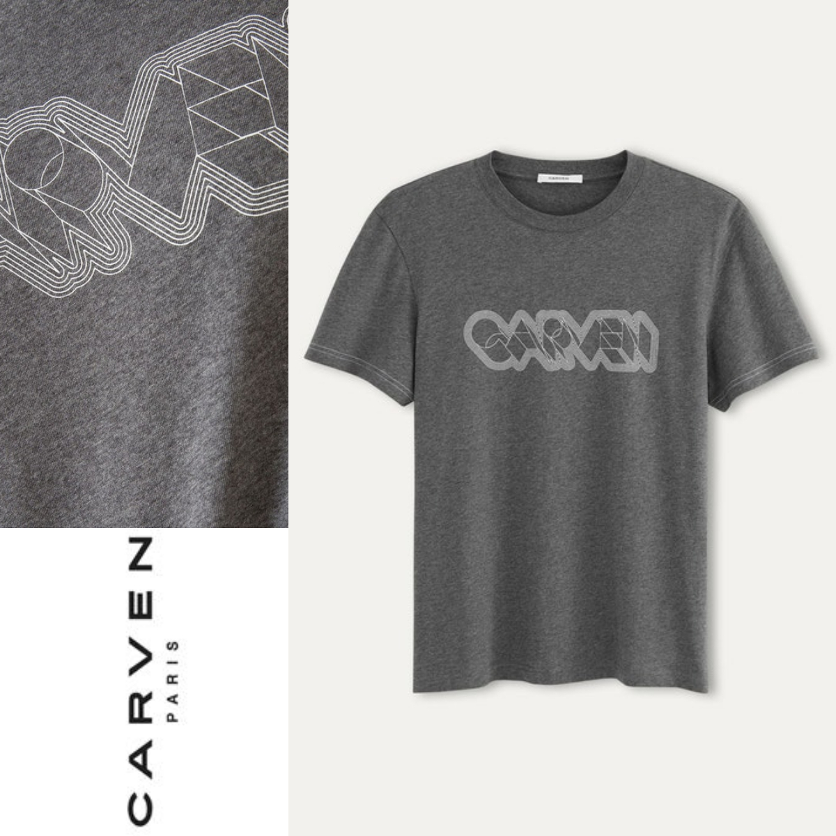 ロゴ入りTシャツ グレー ☆ CARVEN