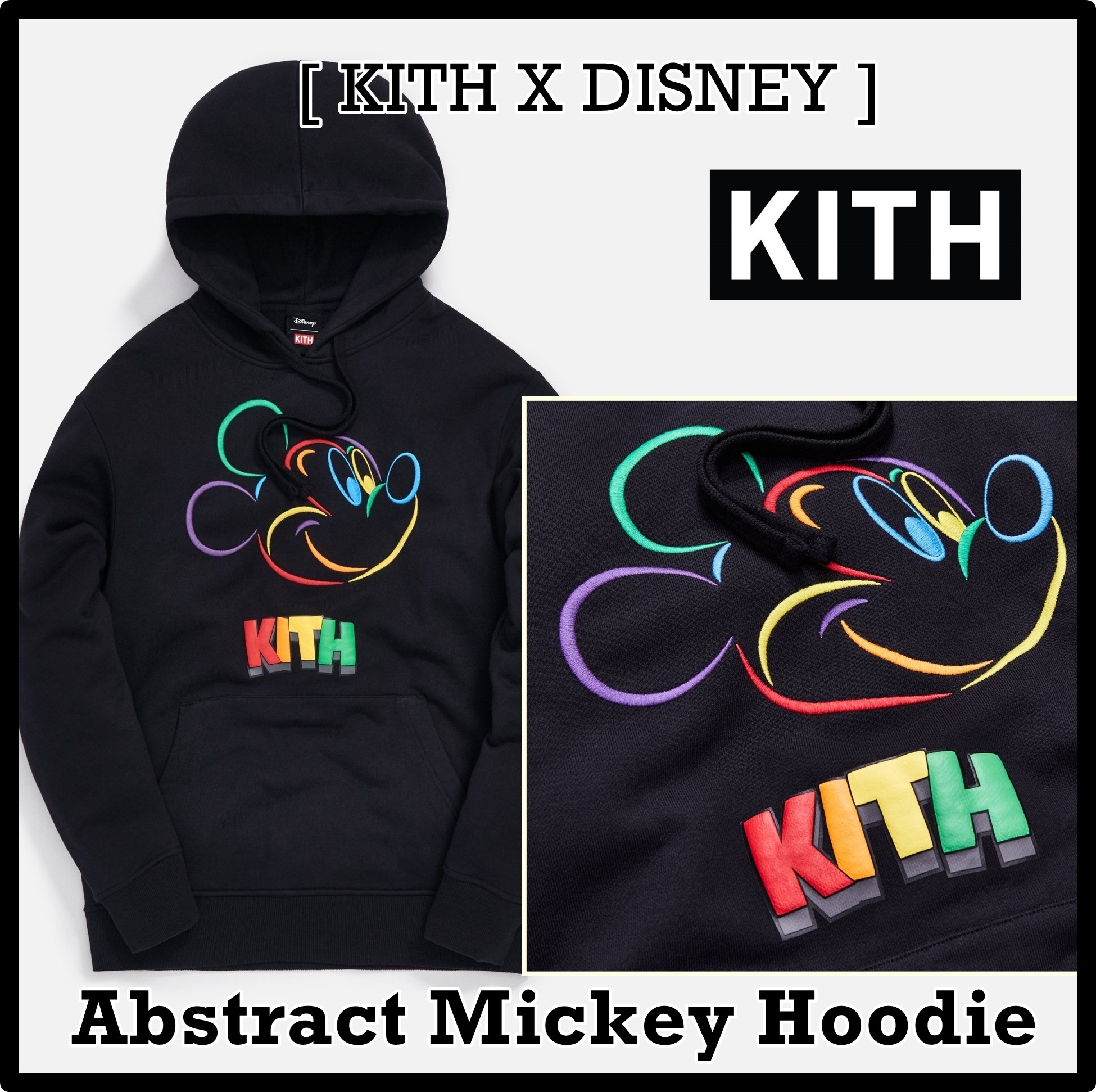 パーカー・フーディ Kith x Disney 60s Abstract Mickey Hoodie Black 2019 FW 19