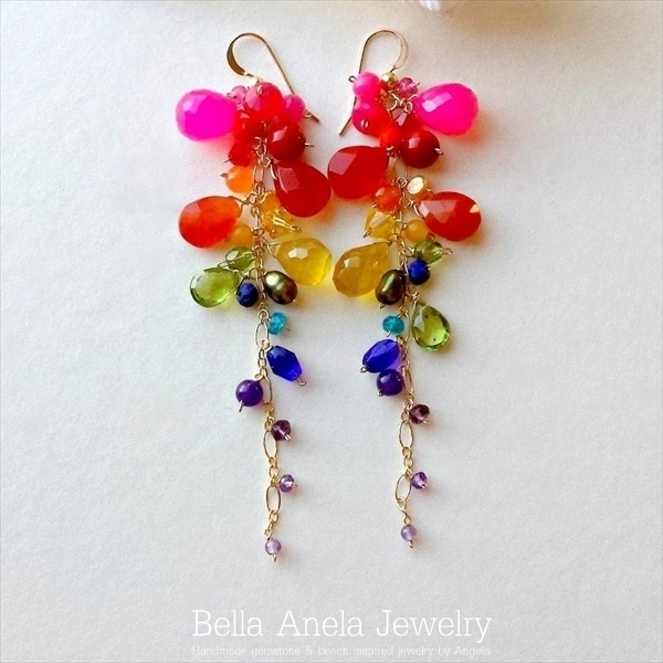 カーネリオン ラピス レインボー ピアス ハワイ BellaAnela #656