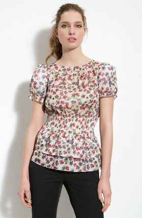 TED BAKER トップスその他 即発! サイズ1 ! Ted Baker Puff Sleeve Floral Print Blouse