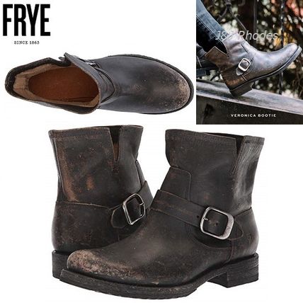 FRYE Flat Round Toe Casual Style Plain Leather Flat Boots