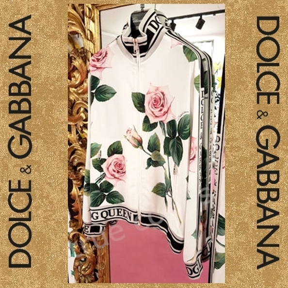 DOLCE&GABBANAドルガバ ローズモチーフ 袖ロゴ スウェットシャツ スウェット・トレーナー DOLCE&GABBANAドルガバ ローズモチーフ 袖ロゴ スウェットシャツ スウェット・トレーナー