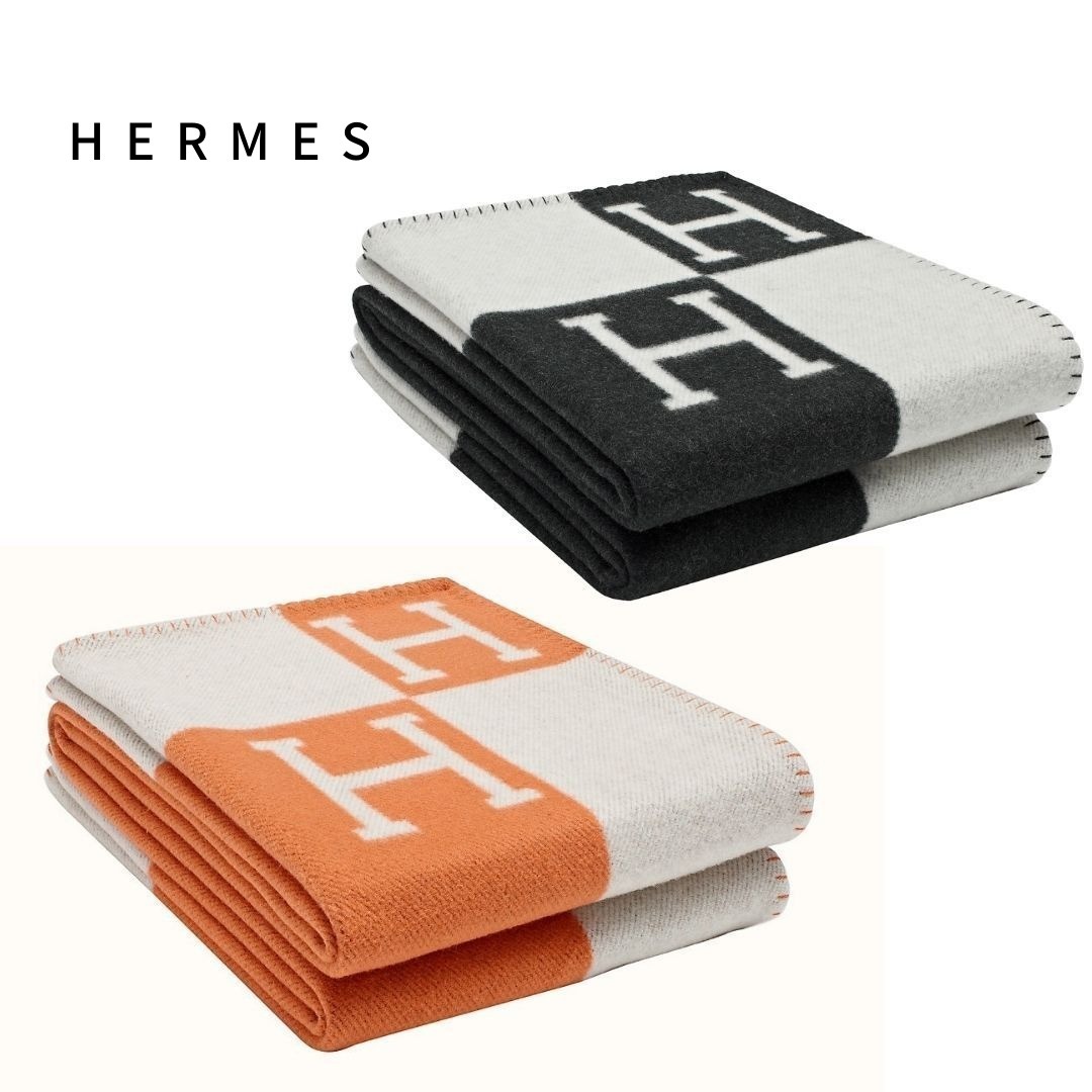 HERMES★上品なブランケット Avalon 高級カシミア HERMES★上品なブランケット Avalon 高級カシミア