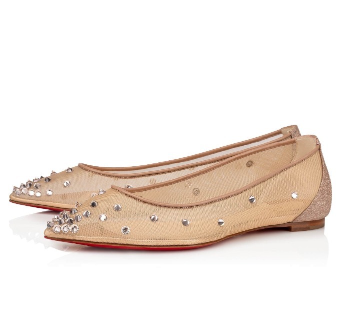 2022新商品 全込!CHRISTIAN グリッターメッシュフラット LOUBOUTIN