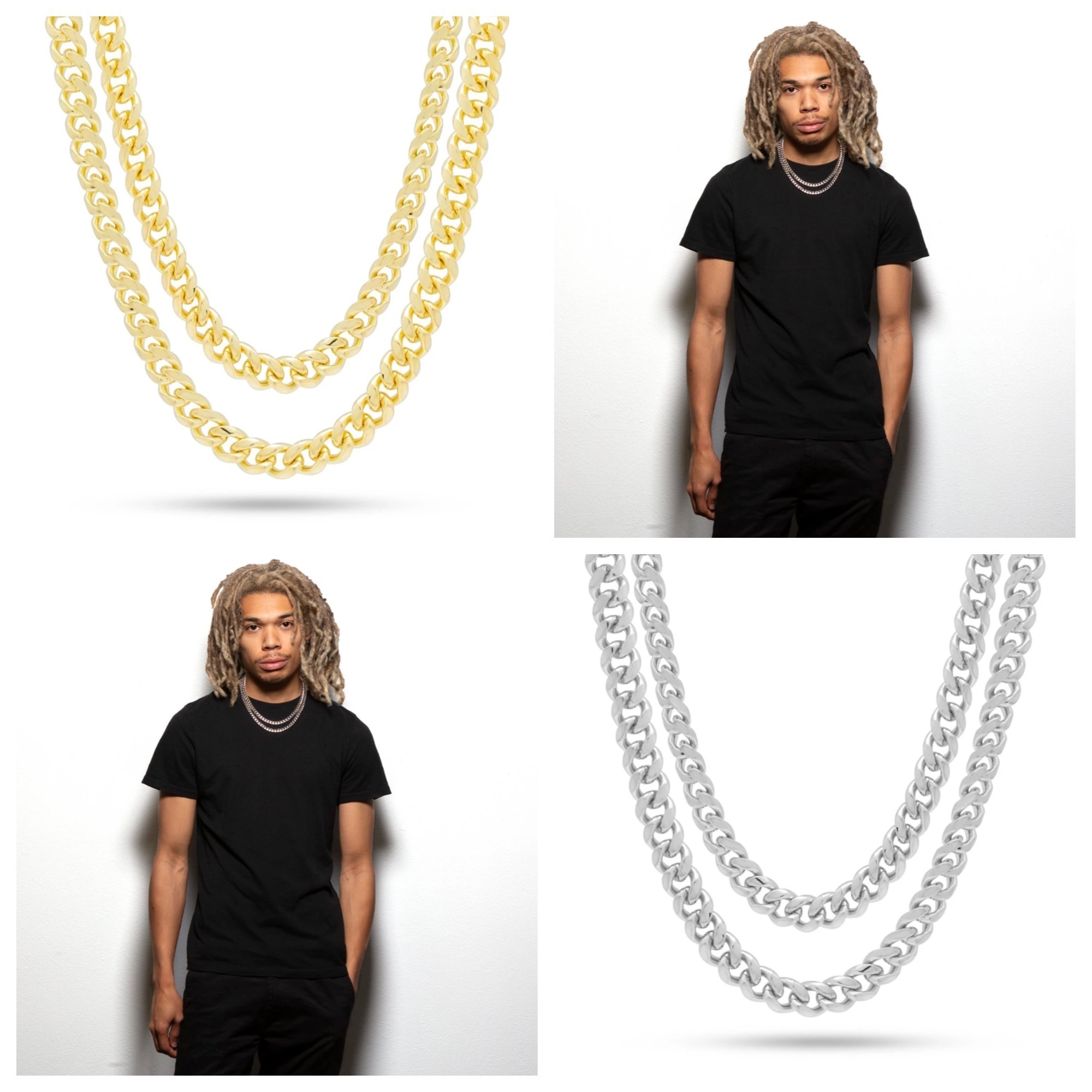 送料関税込【King Ice】8mm Miami Cuban Choker 2本セット(２色)