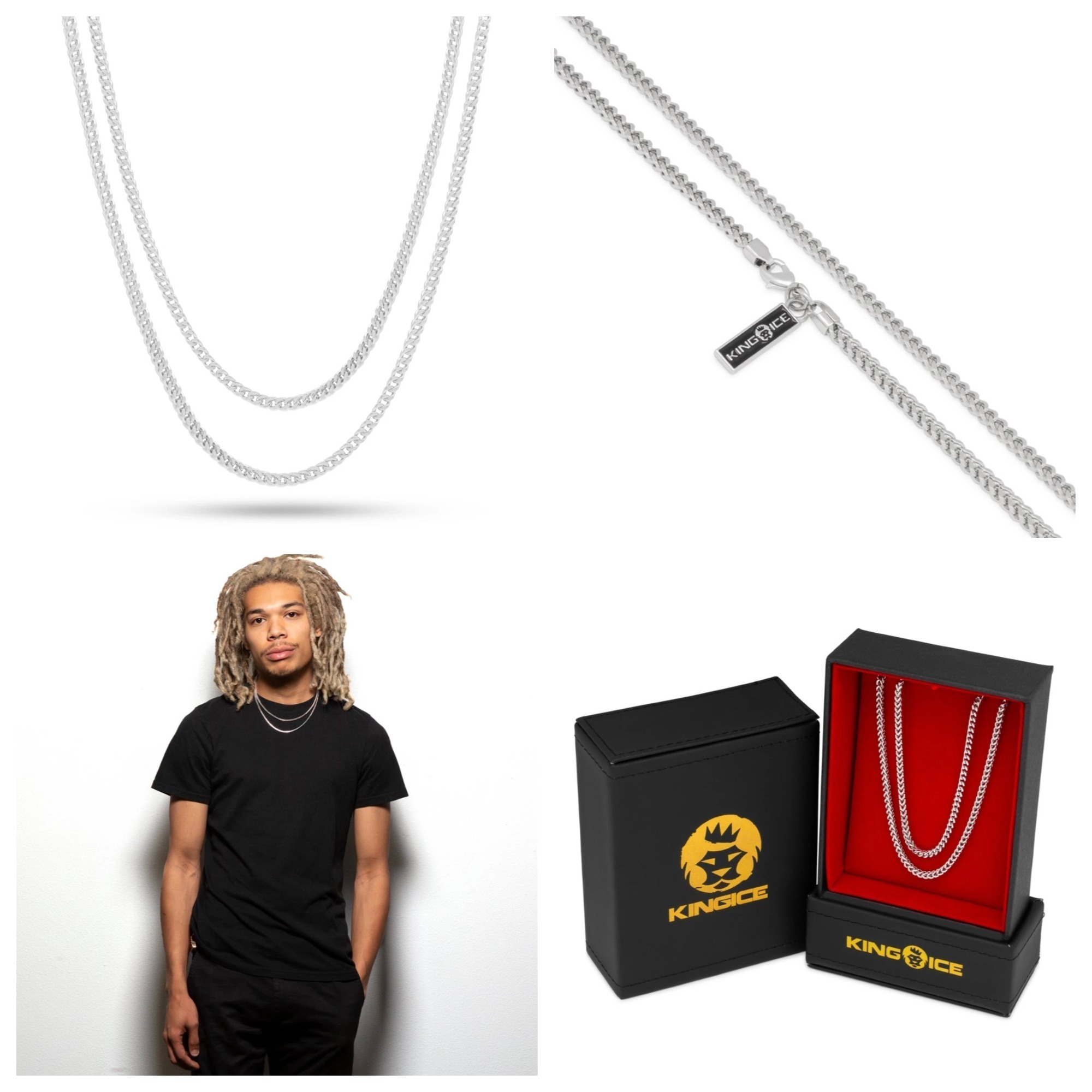 【King Ice】2.5mm White Gold Stainless Steel Franco Choker☆