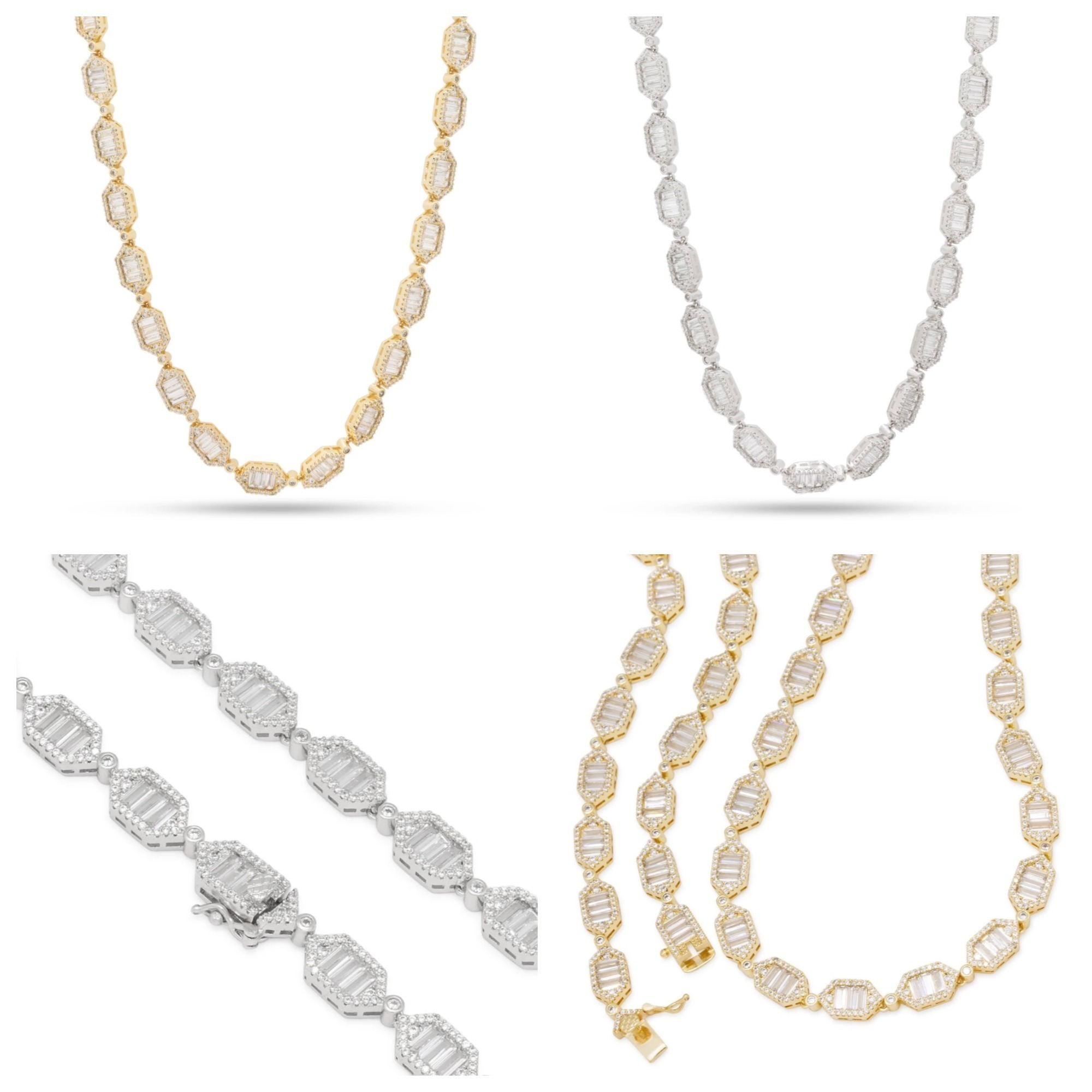 送関込【King Ice】Hexagon Chain ネックレス☆(2色)