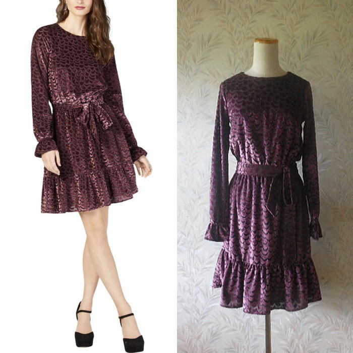 即国内発送・送込♪MICHAEL KORS♪ボルドー色スモックドレス$140