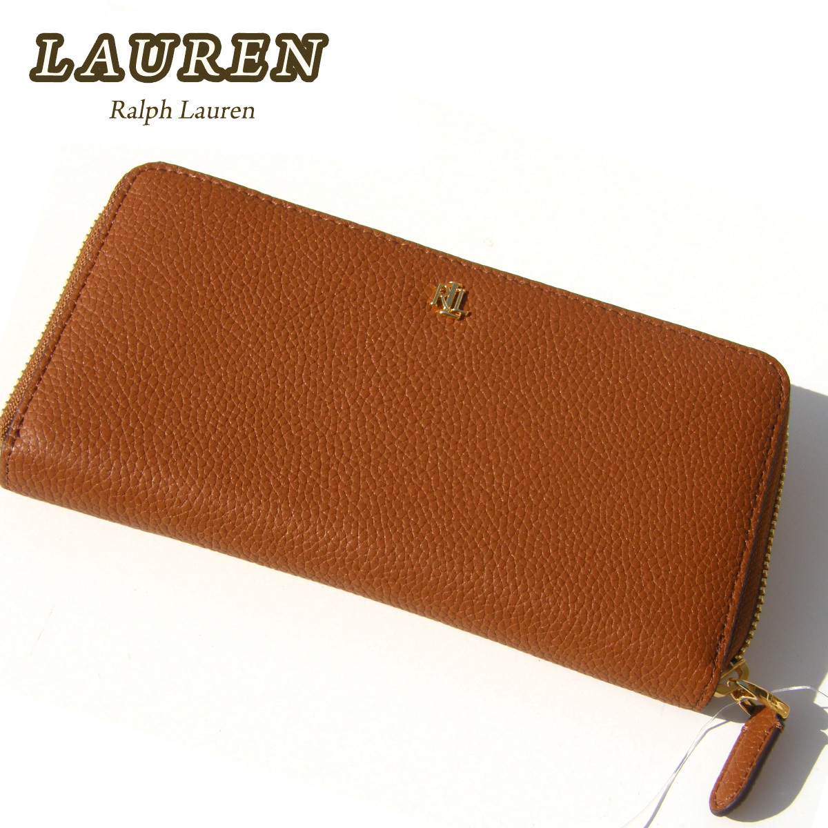 感謝セール ！ Ralph Lauren pebbled Leather Zip 長財布