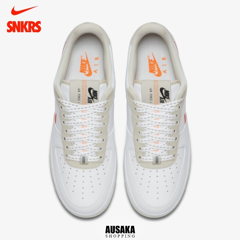 在庫文の必須!★NIKE AIR FORCE 1 07 LV8 WHITE ORANGE 在庫文の必須!☆NIKE AIR FORCE 1 07 LV8 WHITE ORANGE 靴