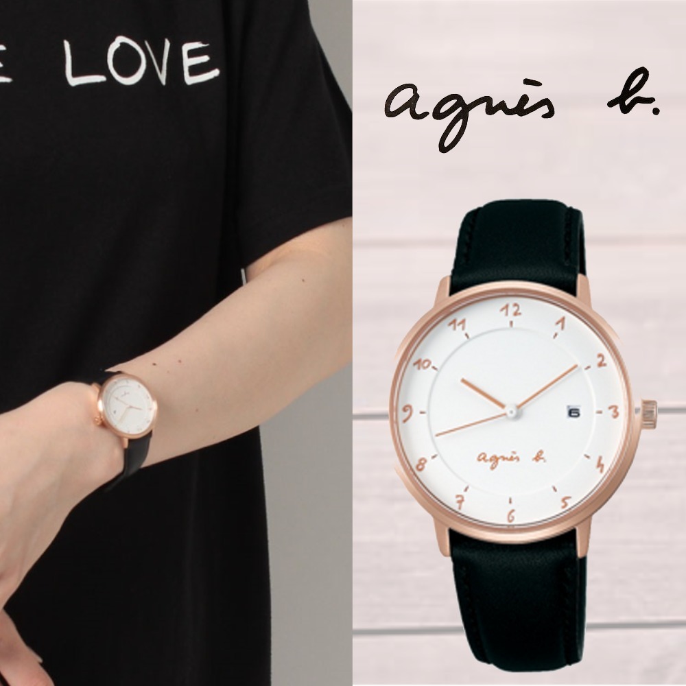 Shop Agnes b Casual Style Unisex Leather Round Quartz Watches