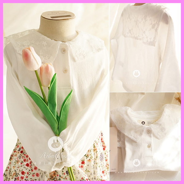 【ArimCloset】 lovely lace sailor cotton pure T〜ブラウス