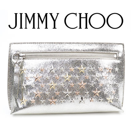 Jimmy Choo Clutches Star Casual Style Unisex Calfskin Studded Bag in Bag Plain