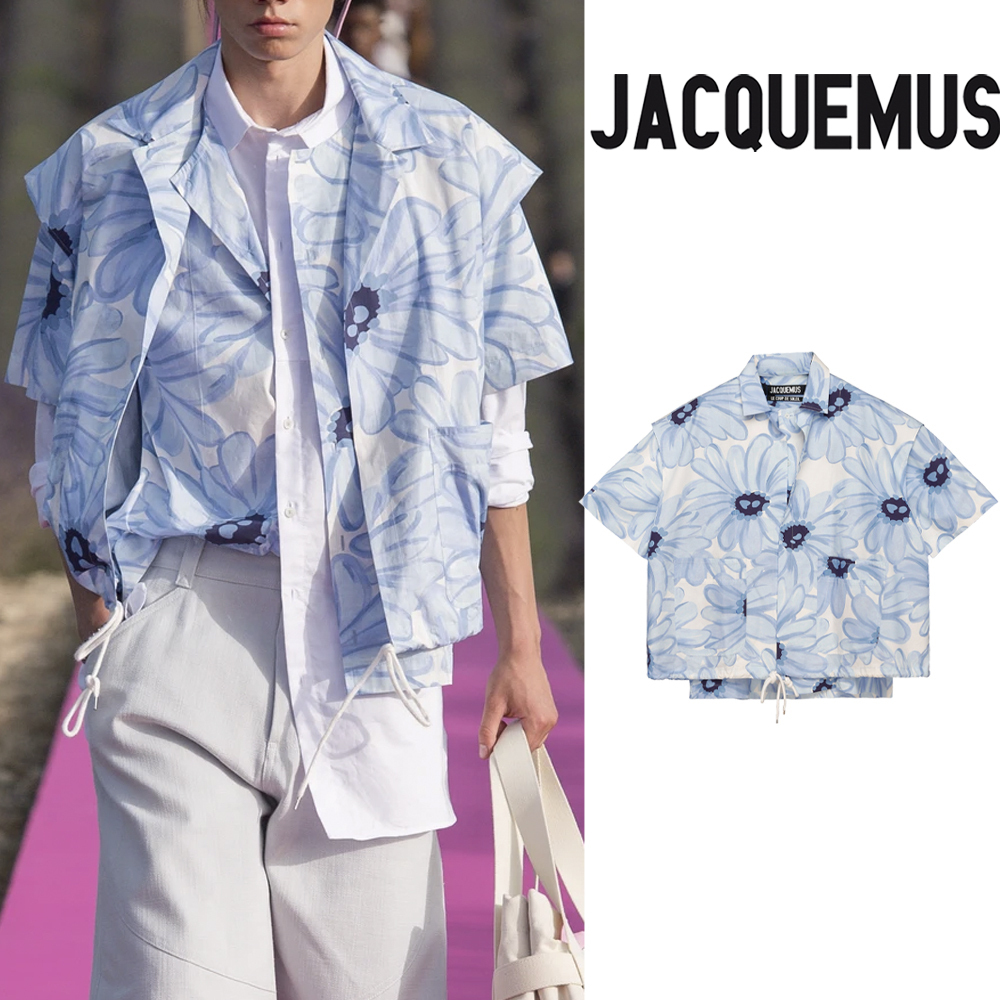 驚きの価格が実現! 【Jacquemus】SS20 Blue シャツ ダブル フラワープリント★半袖 シャツ 驚きの価格が実現! 【Jacquemus】SS20 Blue シャツ ダブル フラワープリント★半袖 シャツ