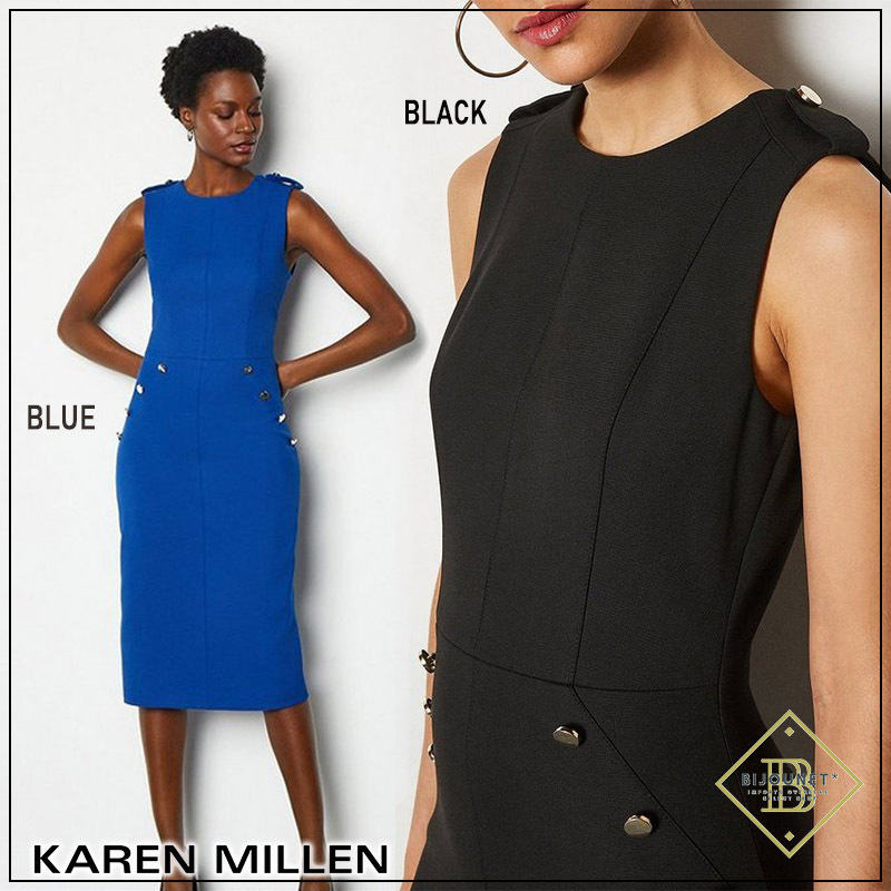 【メーカー公式ショップ】 *Karen ワンピ タイト ノースリーブ ボタン Millen*メタリック ワンピース 【メーカー公式ショップ】 *Karen ワンピ タイト ノースリーブ ボタン Millen*メタリック ワンピース