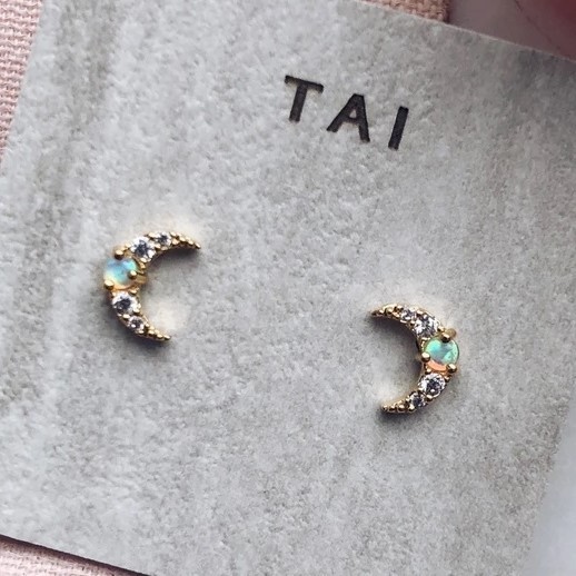 Tai Jewelry】Moon Studオパールピアス-