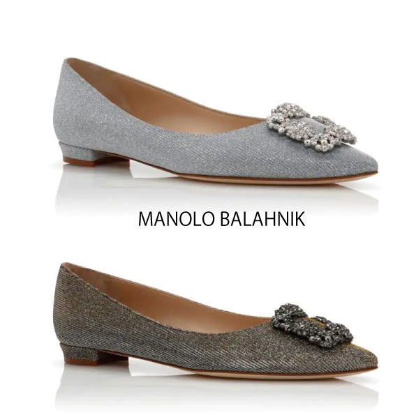 【MANOLO BLAHNIK】ハンジシフラットグリッターシューズ