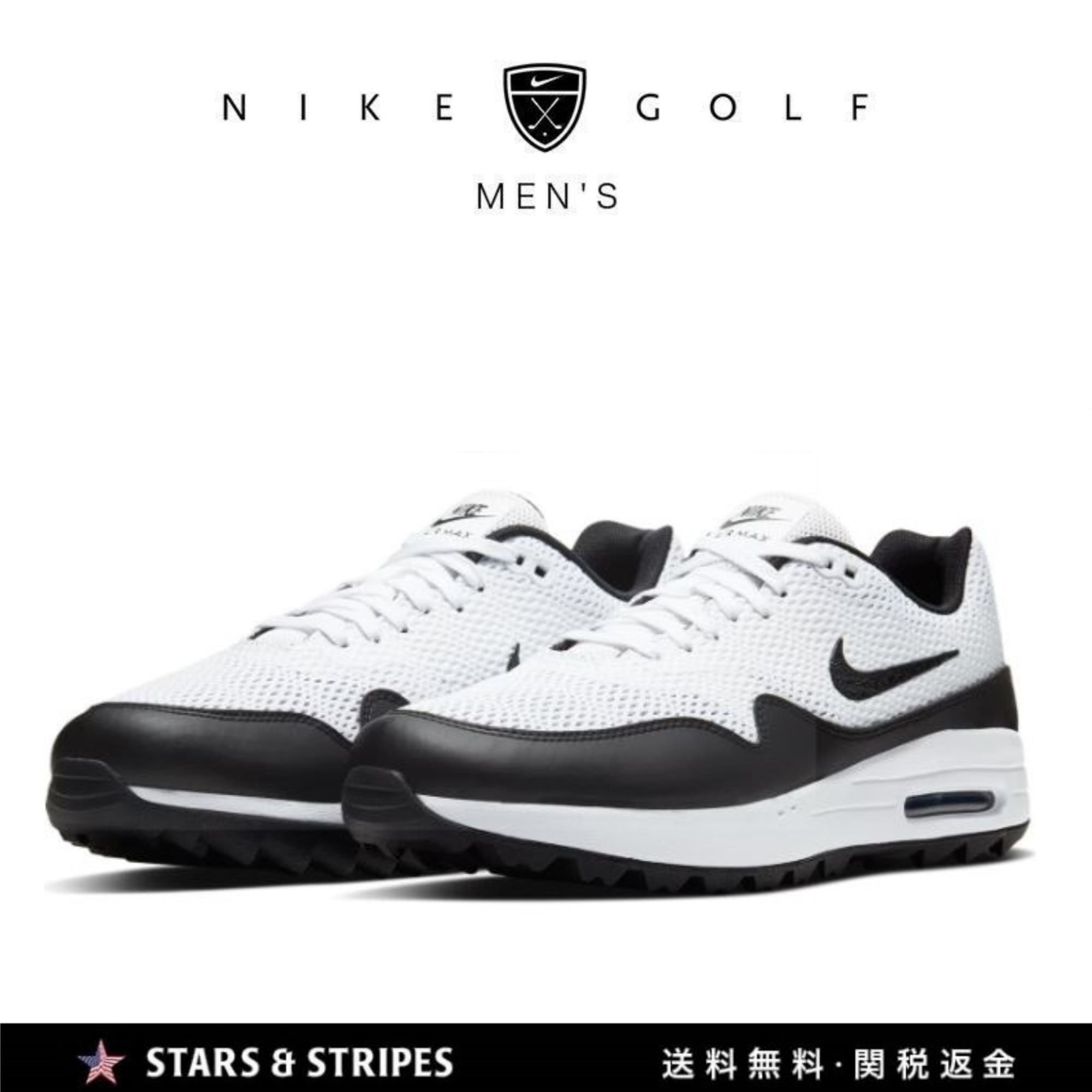 日本未販売 Nike AIR MAX 1G 男性用ゴルフシューズ WHITE/BLACK