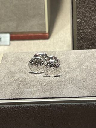 HERMES エルメス エクリプス ラウンド　ピアス レッド×シルバー HERMES(エルメス) ロゴ ラウンド ピアス メタル ピアス 丸型