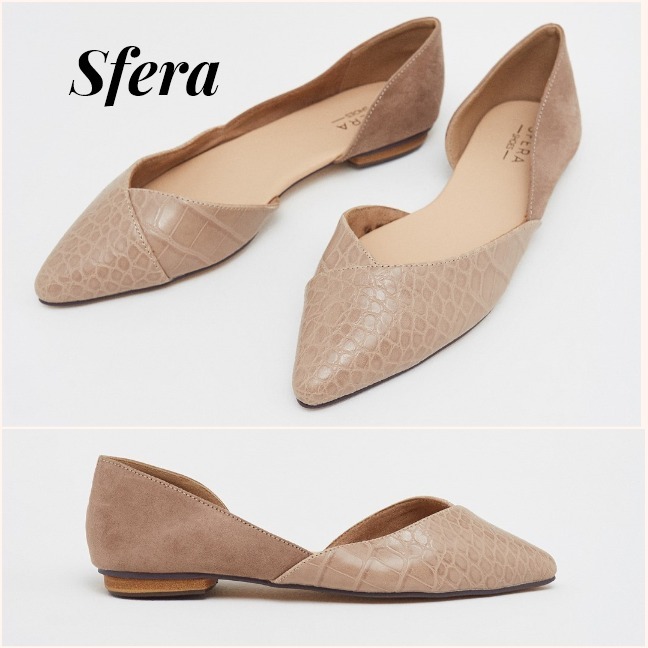 スペインSfera★綺麗スタイル 大人カラーお洒落なクロコ柄バレエ