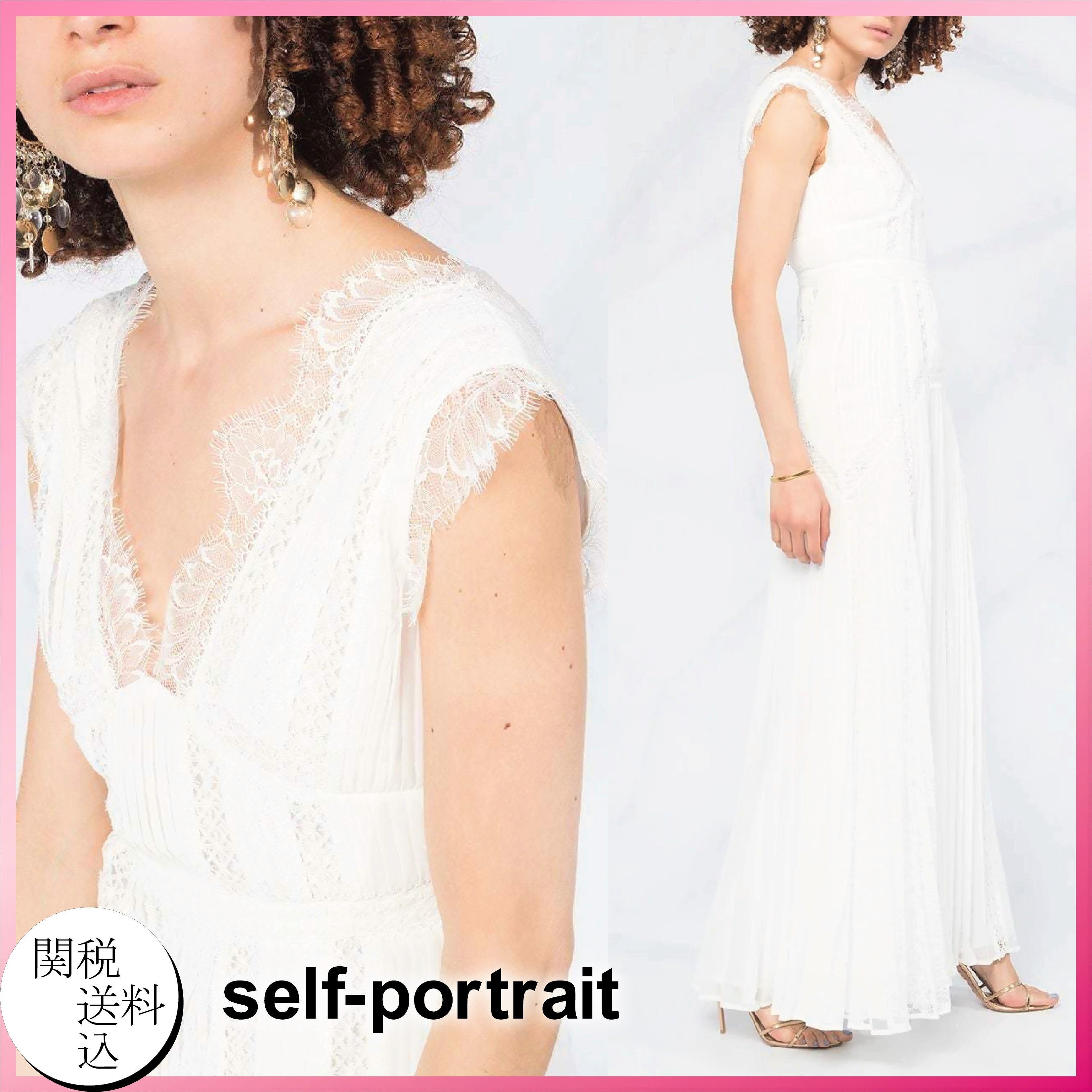 関税・送料込＞Self-Portrait>>ファインレースマキシドレス