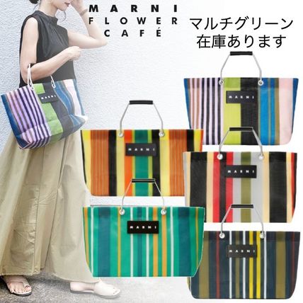 MARNI トートバッグ 国内即発【MARNI】フラワーカフェストライプバッグ 新色完売希少(7)