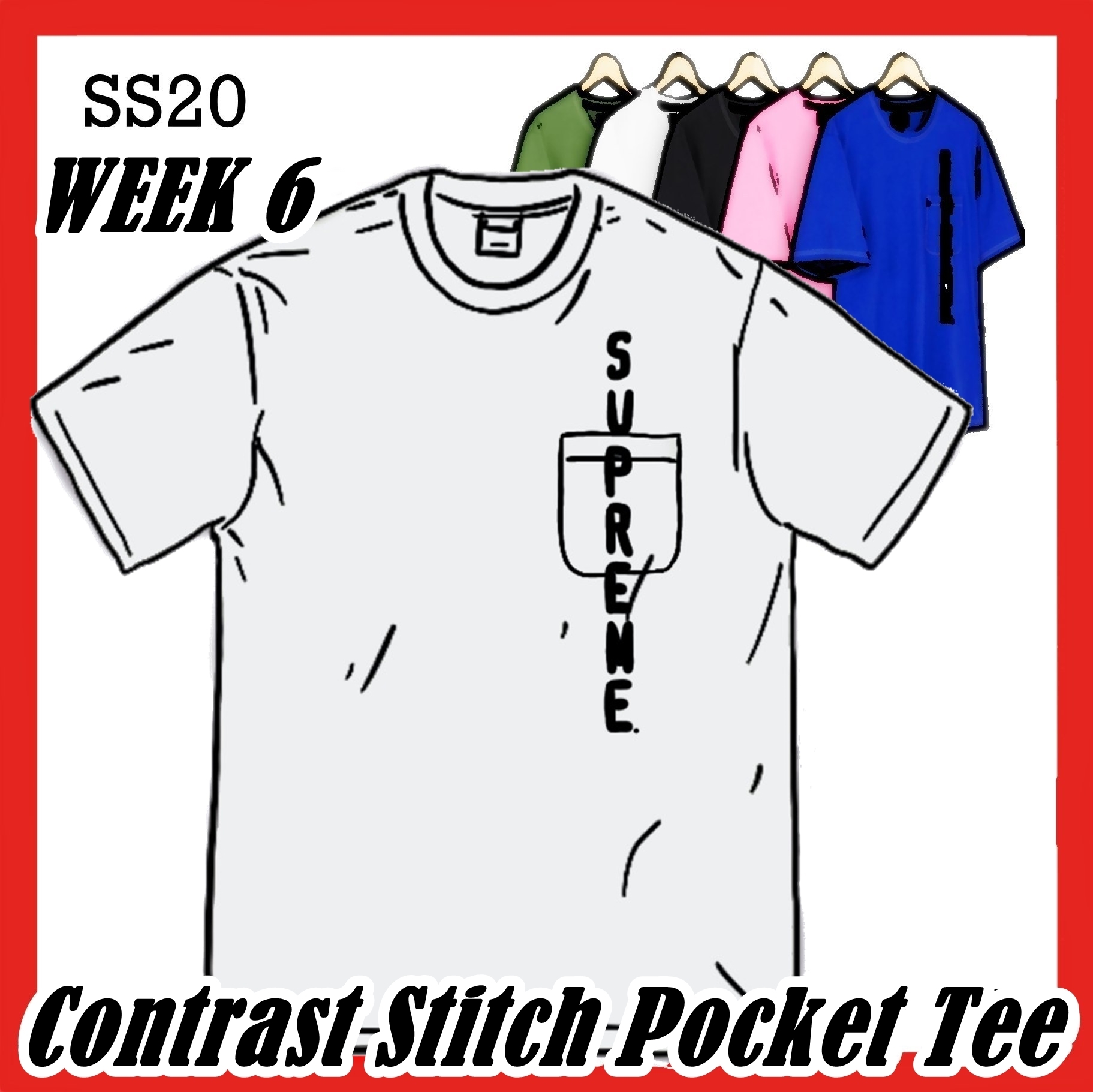 Tシャツ・カットソー Supreme Contrast Stitch Pocket Tee SS 20 WEEK 6