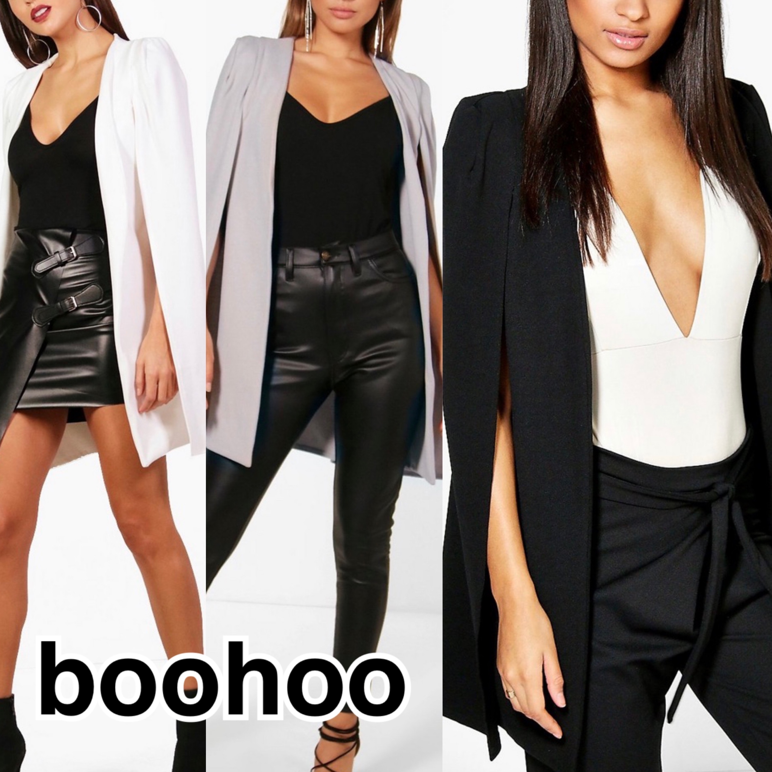 【関&送料込】boohoo ロングライン テーラード クレープ ケープ