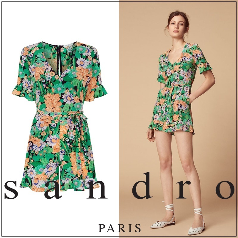 Sandro★Eudeline Romper シルク オールインワン ショートパンツ