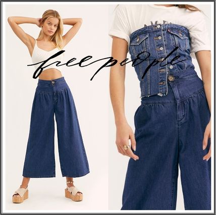 Free People デニム・ジーパン FREE PEOPLE★La Bomba Wide Leg Jeanハイウエスト ワイドパンツ