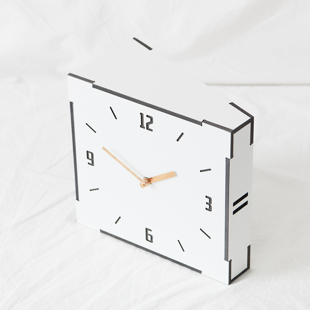 Timedeco White Wood Double Clock 無騒音