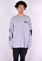 PAULA CANOVAS DEL VAS AT004 LONG SLEEVE PRINTED T-SHIRT GREY