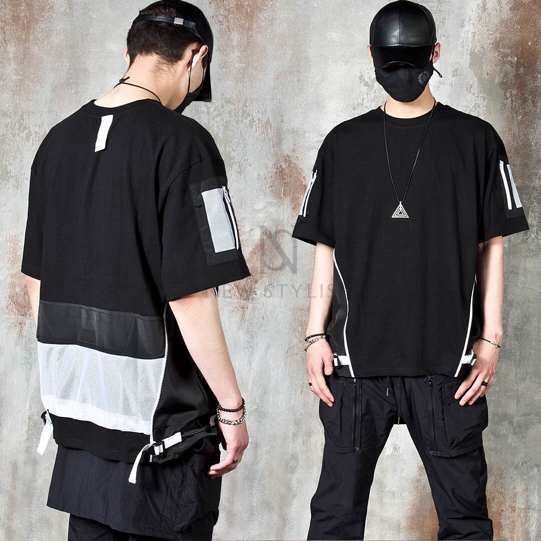 【関税・送料込】(2 colors) Multiple accent techwear t-shirts