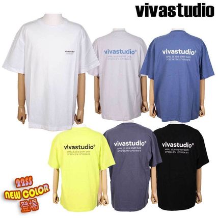 vivastudio Crew Neck Crew Neck Unisex Street Style Plain Cotton Short Sleeves