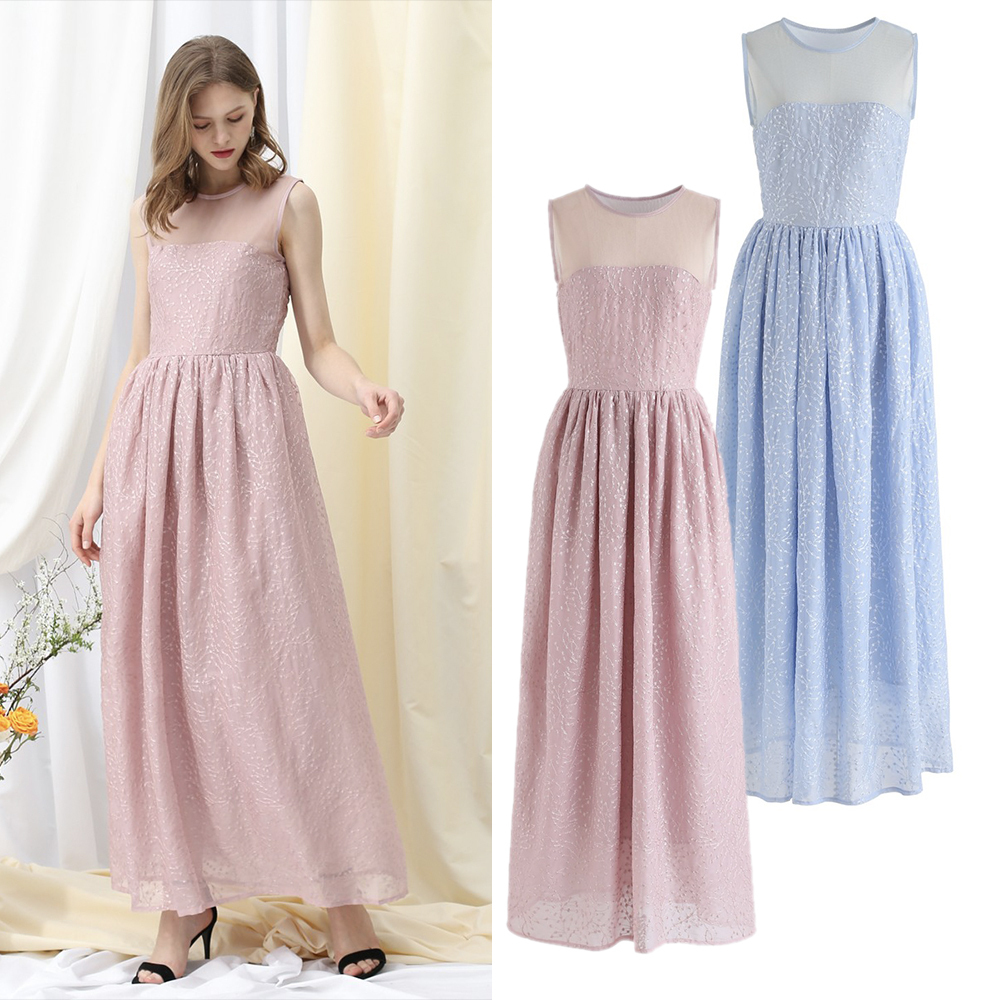 CHICWISH★メッシュ刺繍マキシワンピース☆
