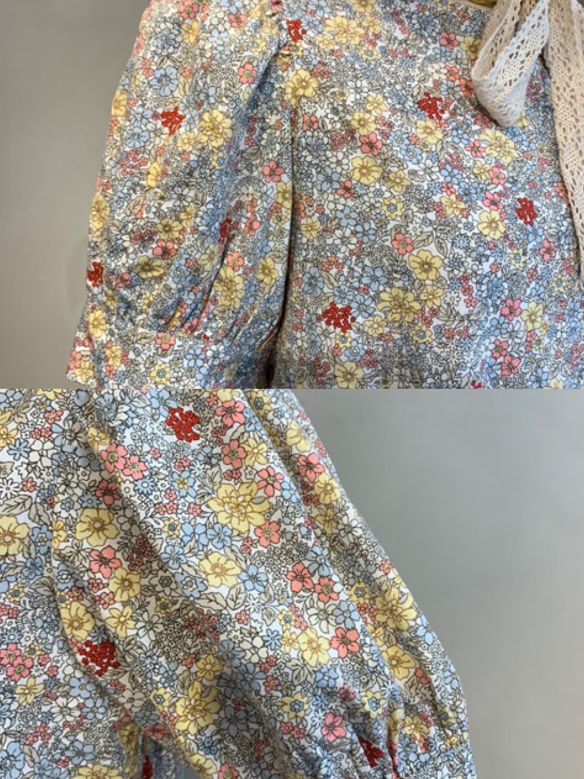 ワンピース レトロフラワー★ロングワンピース///blue/yellow(5)