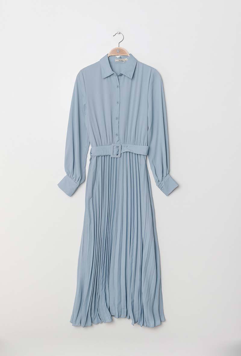 ワンピース *Paris*上品シンプル シャツトップ&プリーツ ベルト付 ワンピ(3)