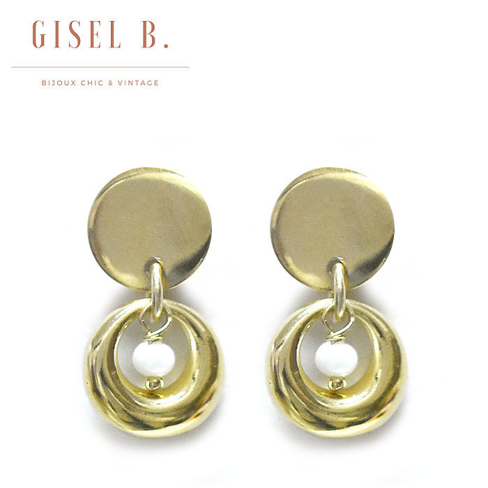 【国内即発】≪GISEL B.≫ パール ゴールド プレートピアス