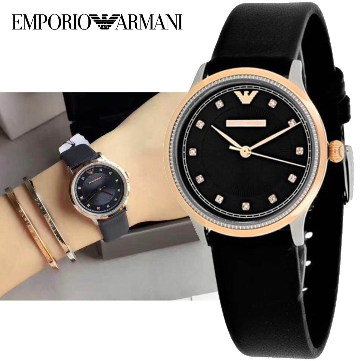 特別価格！Emporio Armani Dress Blue Leather Quartz Watch