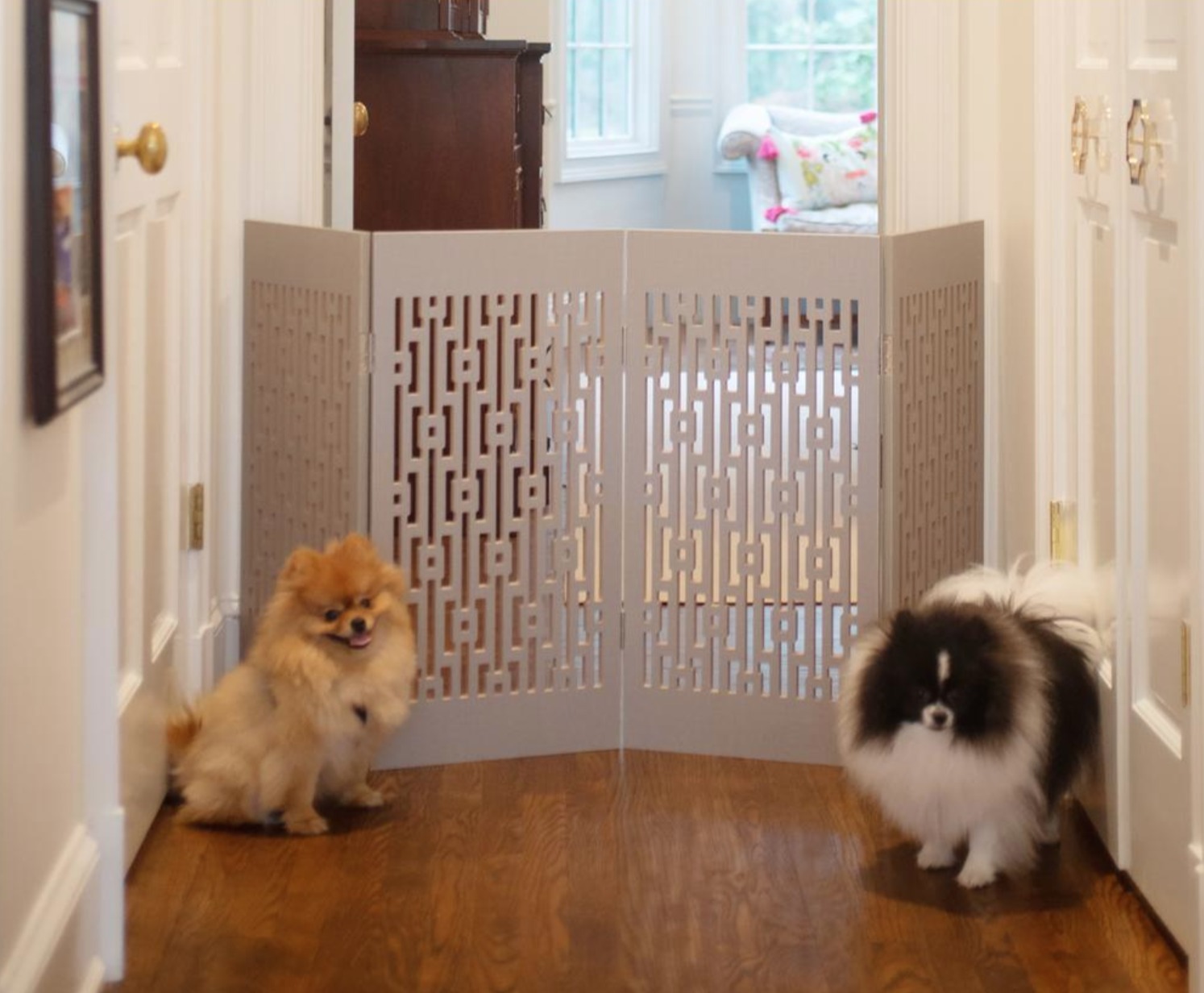 安心の追跡付★Pet Gate, Gray Geometric 送料無料 関税込