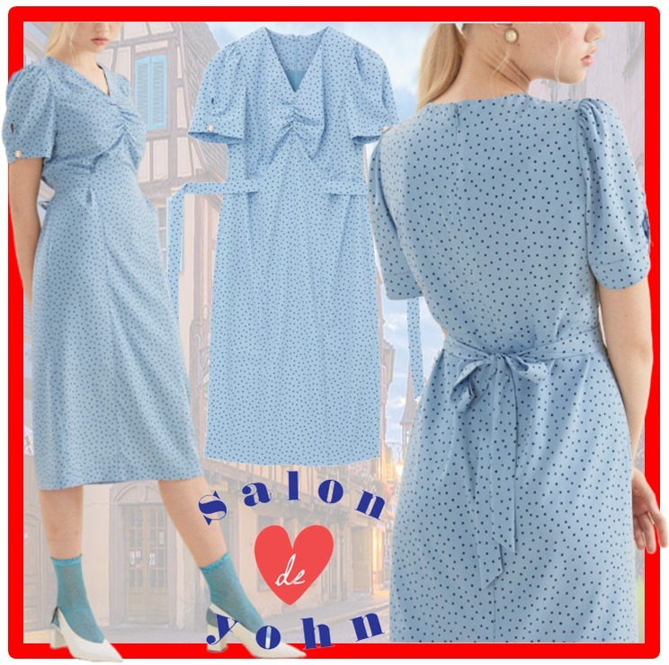 ☆韓国の人気☆Salon de Yohn☆Midi Shirring Blue Dress☆