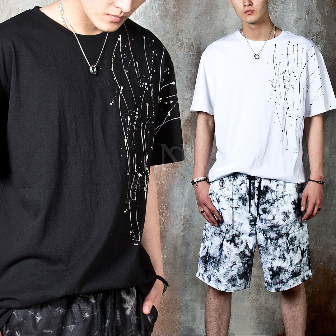 【関税・送料込】(3 colors) Artistic splash paint t-shirts