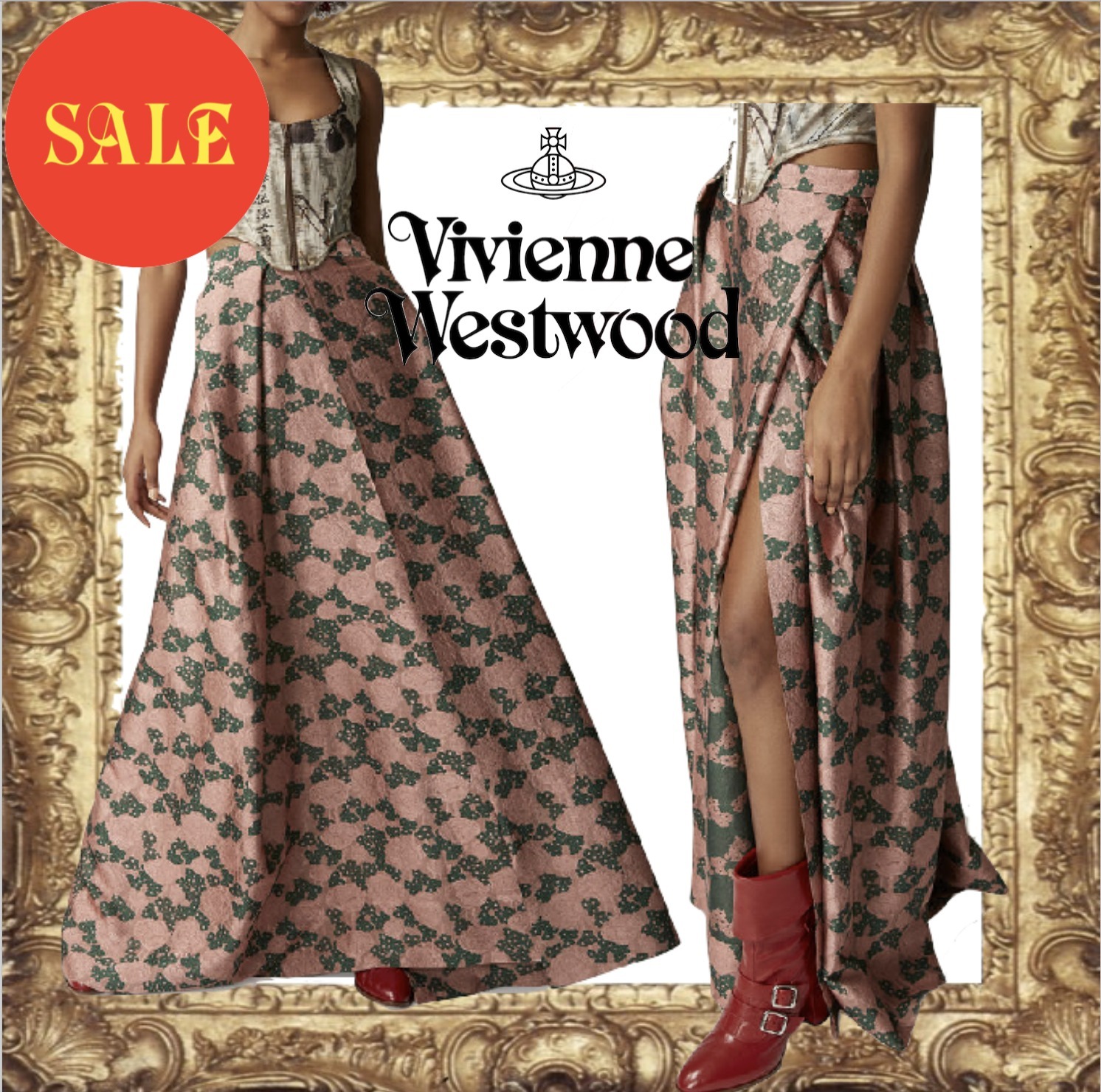 ☆SALE☆Vivienne Westwood フラワー柄 マキシスカート
