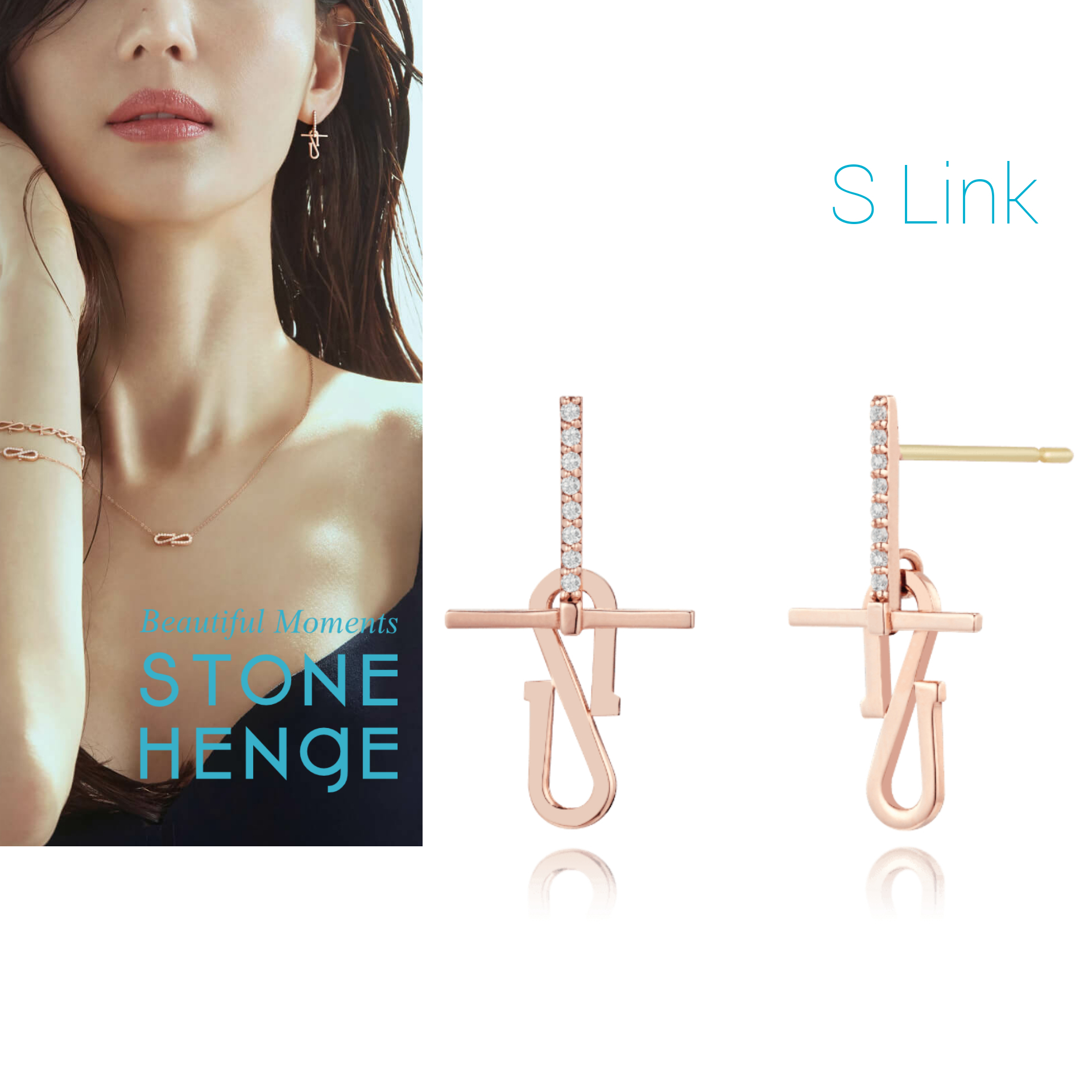 STONE HENgE◆Silhouette「S LINK」B0003 14K ピアス